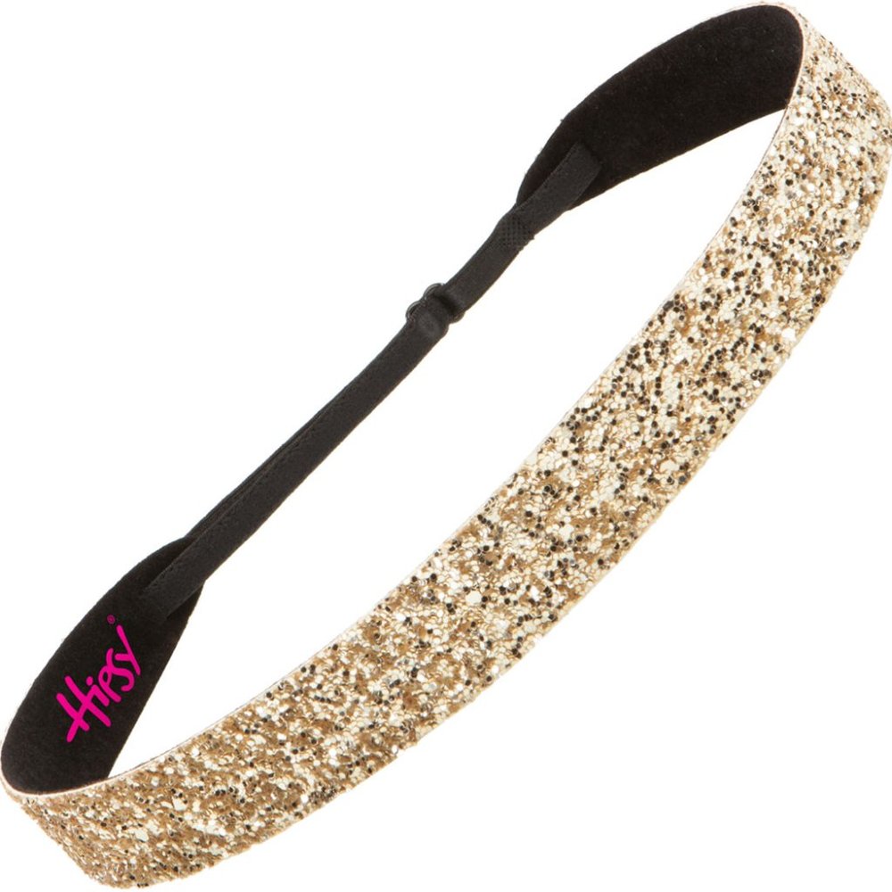Hipsy Gold Adjustable & No Slip Wide Bling Glitter Hair Headband